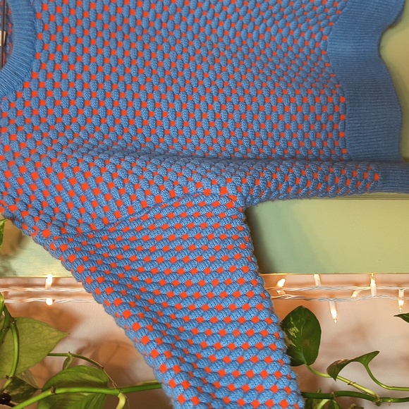 Women's H&M Bulky Heavy Football Crew Sweater Orange Blue M - Picture 6 of 13